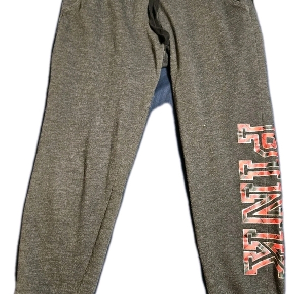 PINK Victoria's Secret Pants - PINK Victoria's Secret Gray Joggers with Red Logo